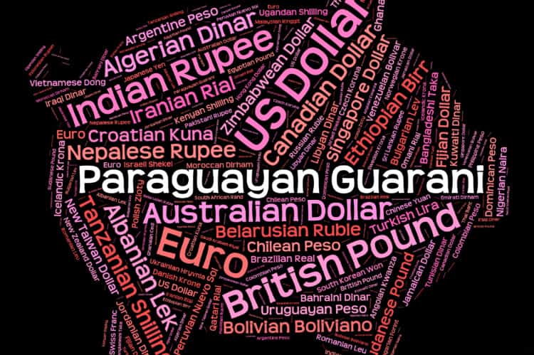 Paraguayan Guaraniという文字とその他USDollar,Euro等通貨の文字がたくさん