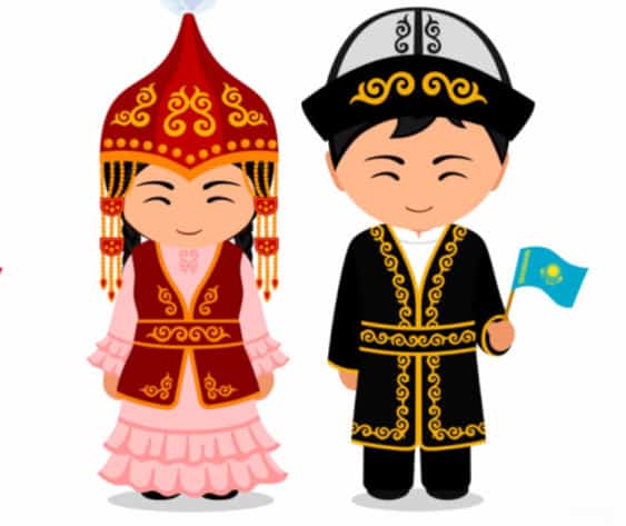 カザフスタン人カップルのイラスト
