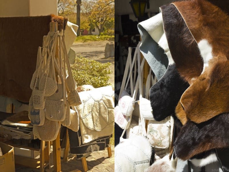 コロニア・デル・サクラメントの織物のバッグと皮製品の写真